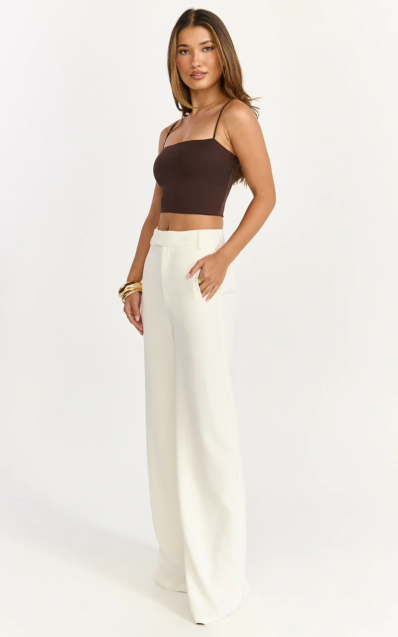 Delphine Top - Strap Straight Neck Top in Chocolate