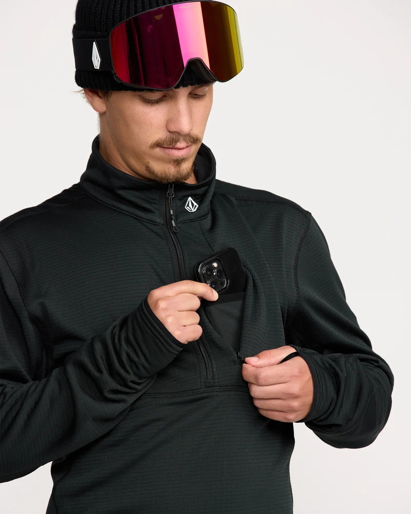 Gridlock Mock Neck Fleece Sweatshirt - Black
