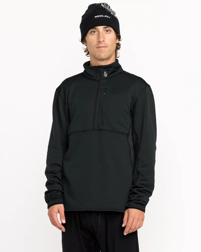 Gridlock Mock Neck Fleece Sweatshirt - Black