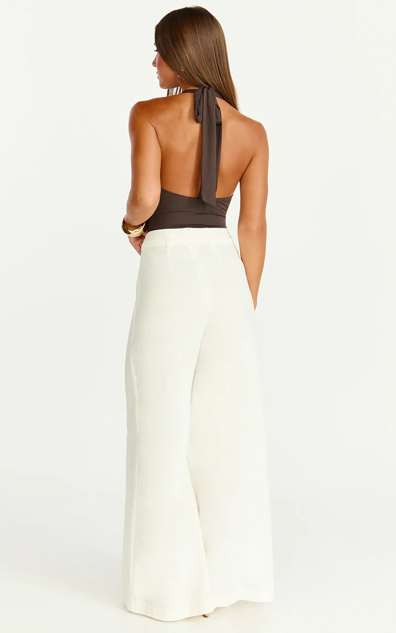 Ricki Bodysuit - Plunge T Bar Front Bodysuit in Chocolate