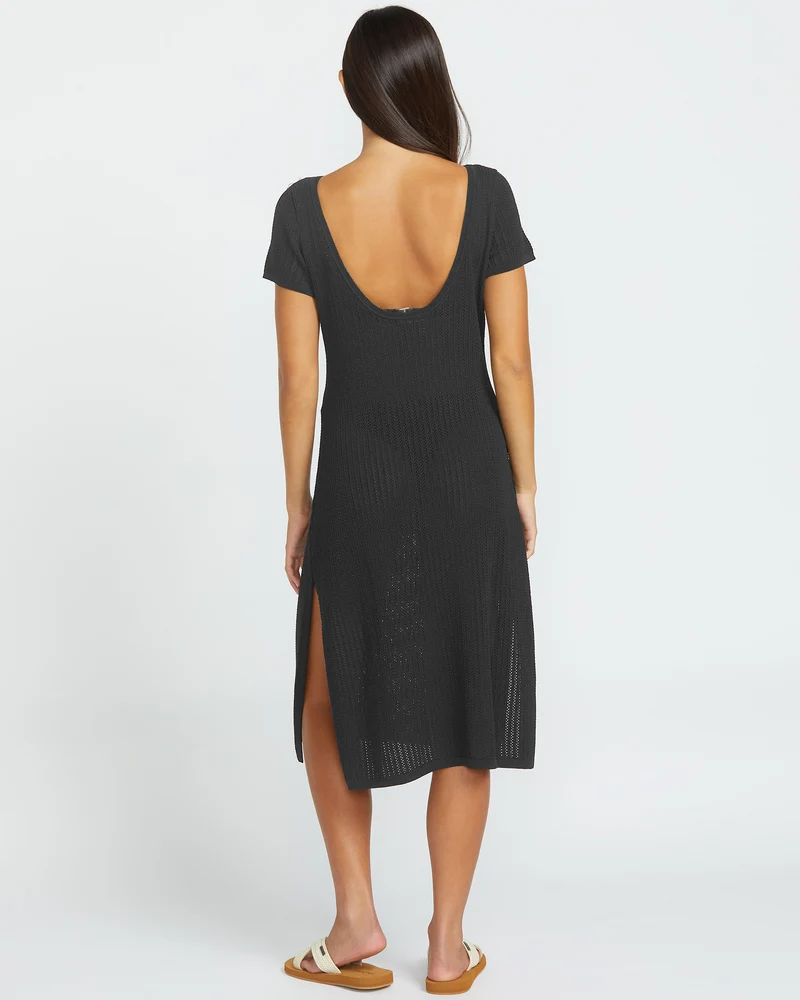 Meshy Beach Cover Up Kleid - BLACK