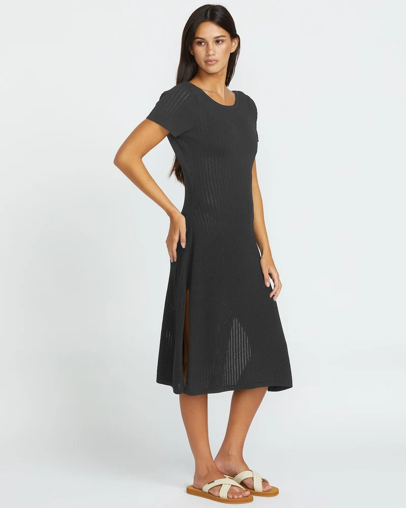 Meshy Beach Cover Up Kleid - BLACK