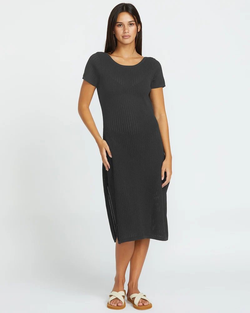 Meshy Beach Cover Up Kleid - BLACK