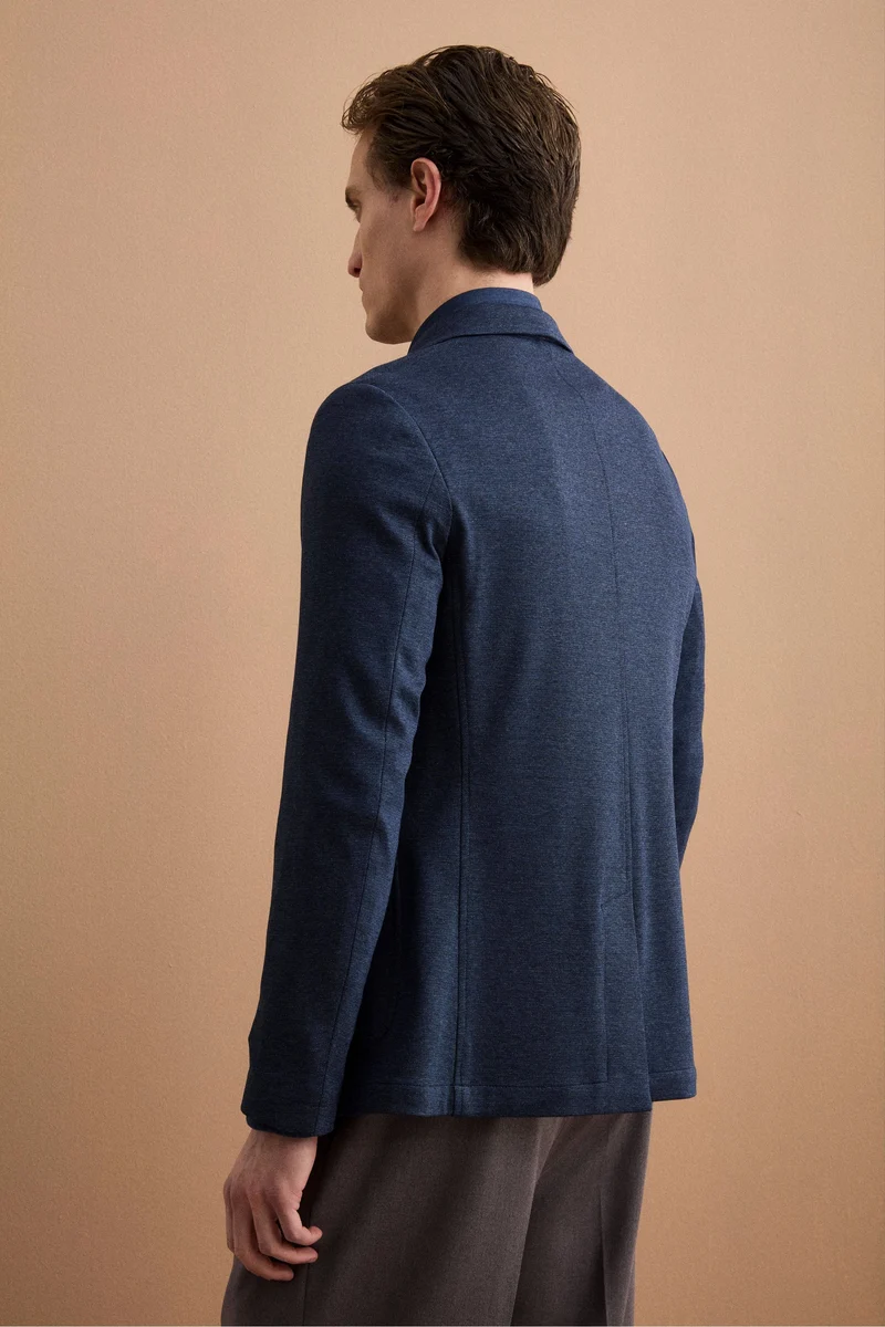 Giacca Monopetto Slim Fit con Revers Classico - BLU