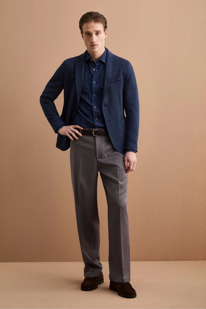 Giacca Monopetto Slim Fit con Revers Classico - BLU