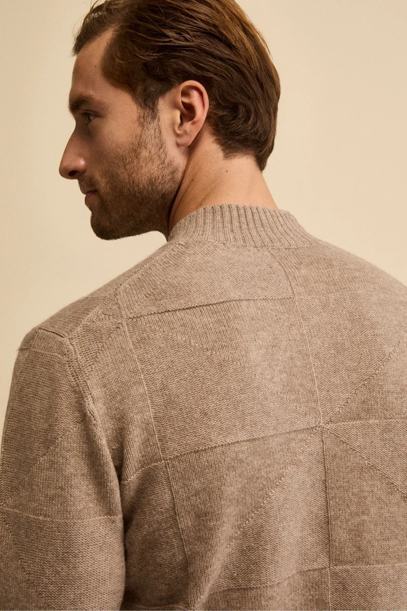 Lupetto Jacquard in Lana e Cashmere - NOCCIOLA MELANGE