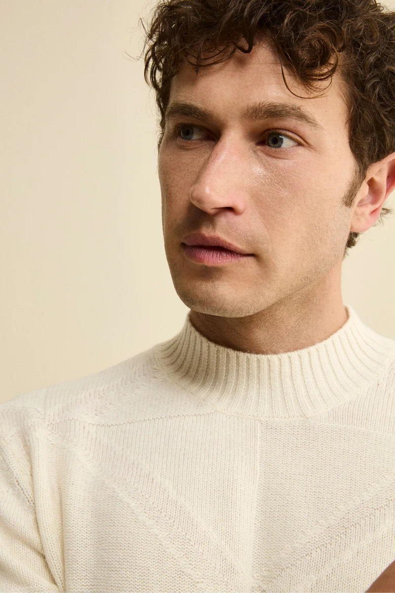 Lupetto Jacquard in Lana e Cashmere - NATURALE