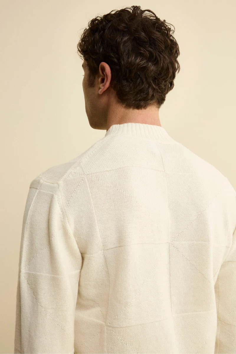 Lupetto Jacquard in Lana e Cashmere - NATURALE