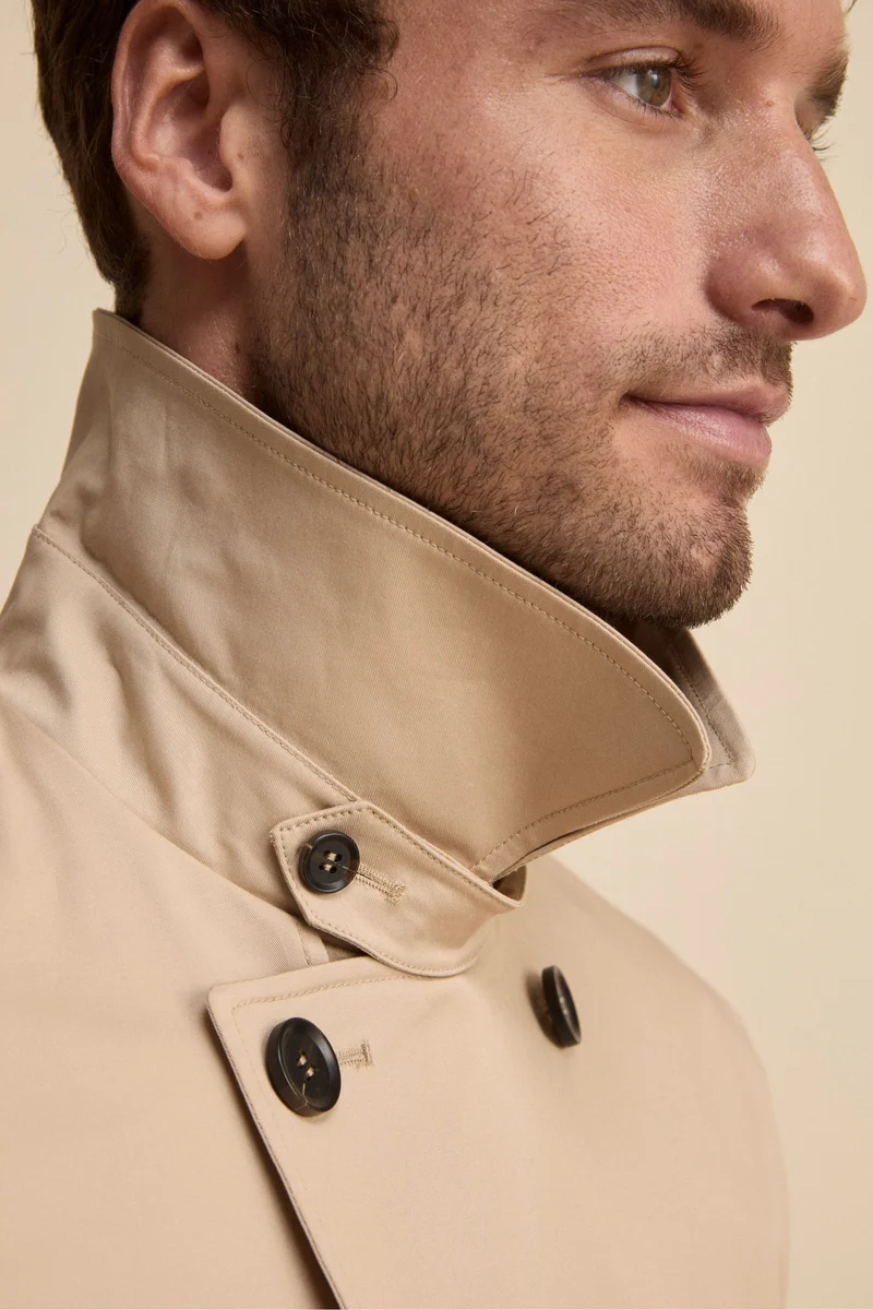 Trench midi doppiopetto con cintura - BEIGE