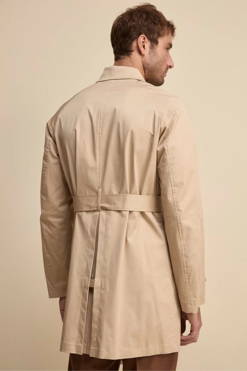 Trench midi doppiopetto con cintura - BEIGE