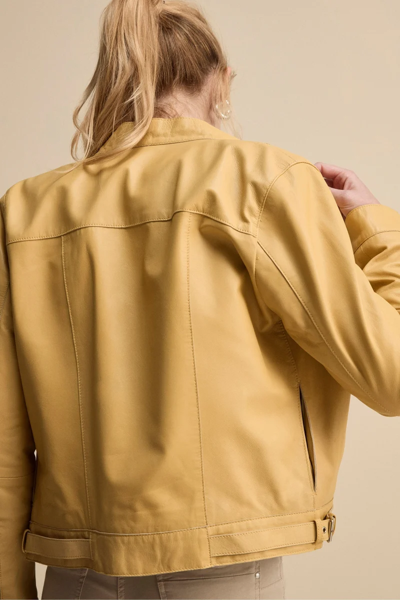 Giacca di Pelle Coreana con Zip - GRANO