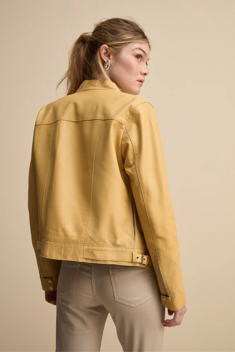Giacca di Pelle Coreana con Zip - GRANO