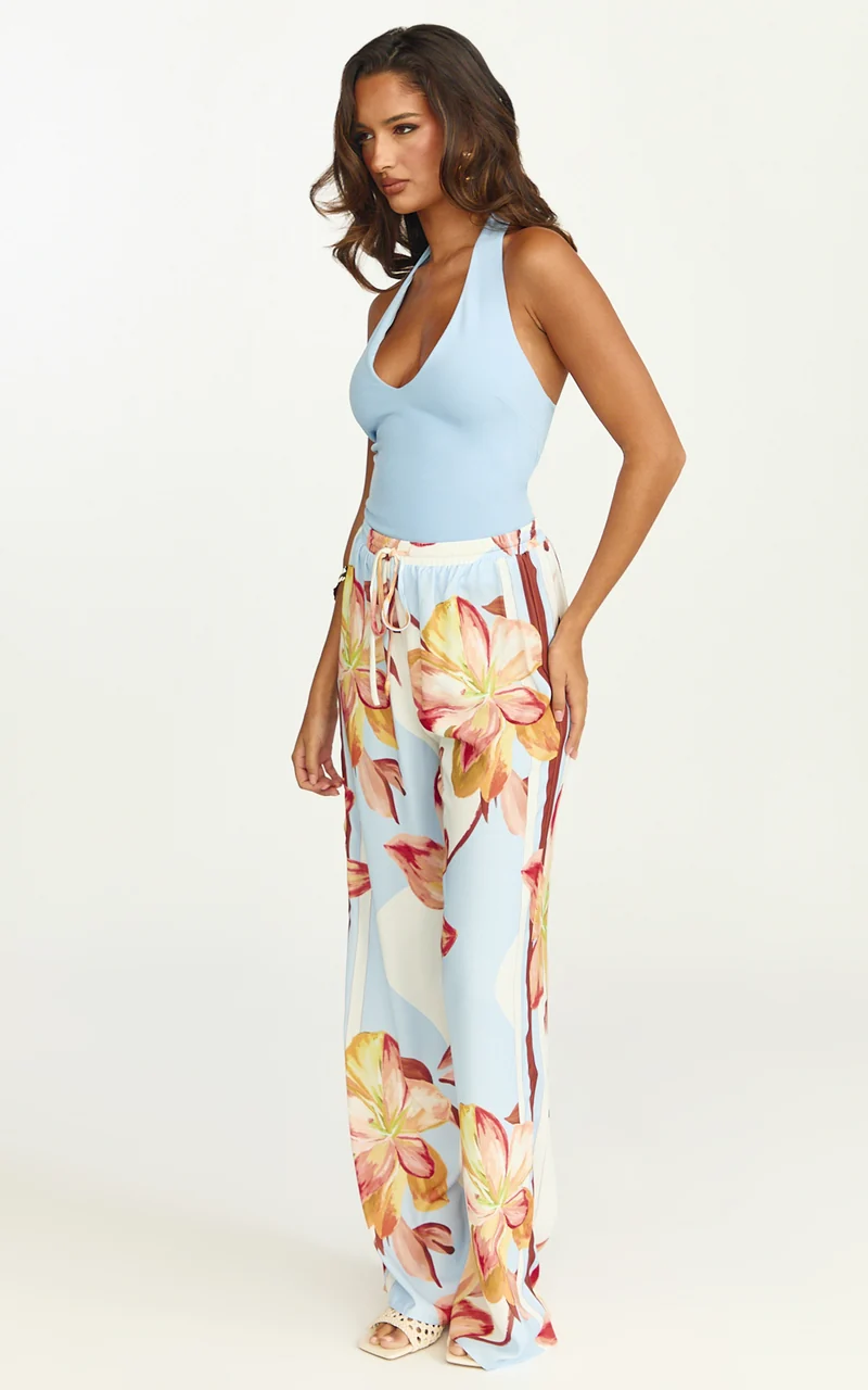 Rachel Top - Halter Fitted Top in Blue