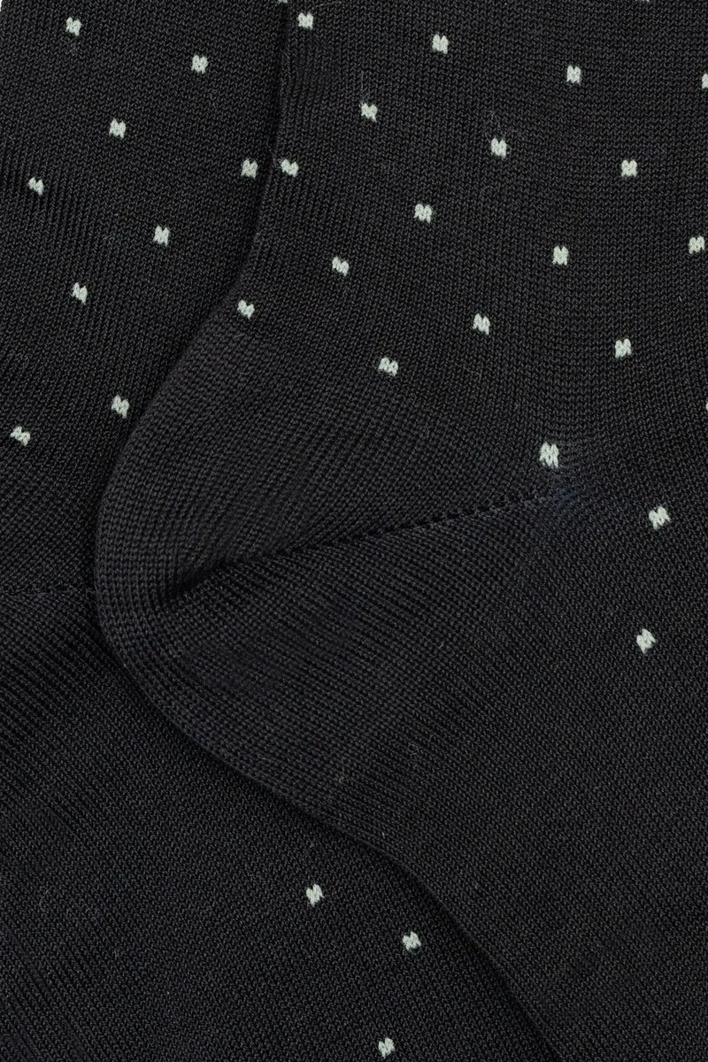 Calze Lunghe in Cotone Fantasia Quadretti - NERO/GRIGIO