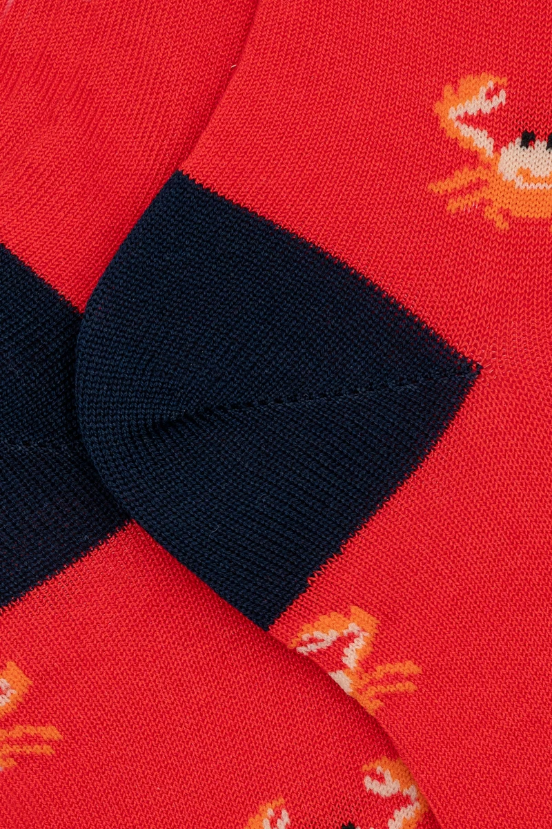 Calze Corte in Cotone Fantasia Granchi - FANT. ROSSO