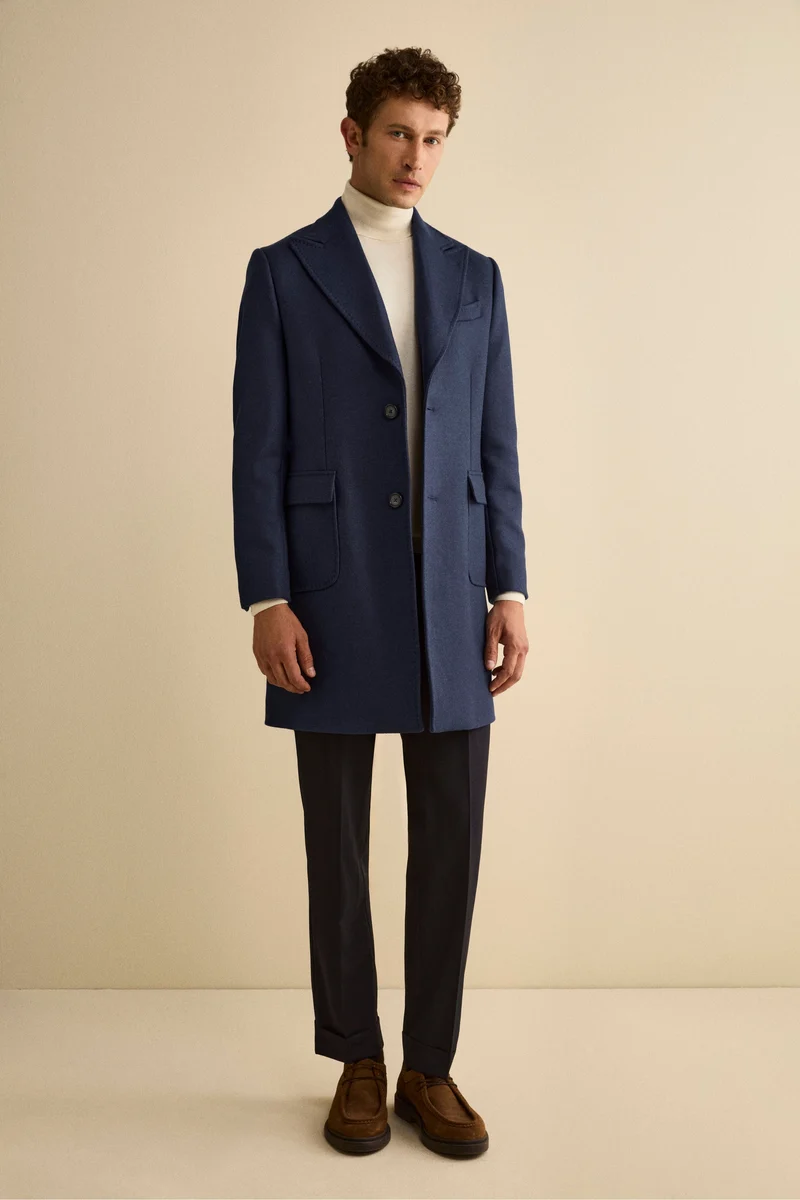 Cappotto Twill in Lana - BLU