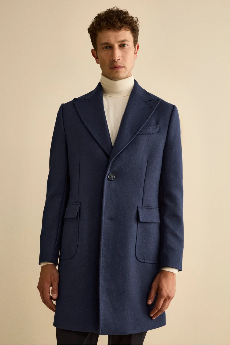 Cappotto Twill in Lana - BLU