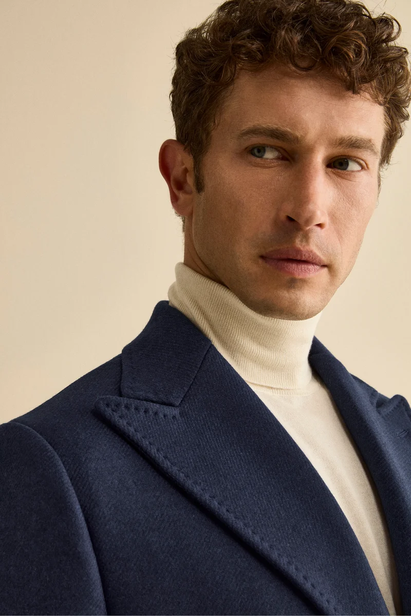Cappotto Twill in Lana - BLU