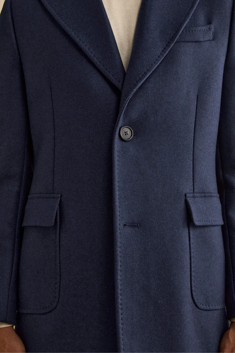 Cappotto Twill in Lana - BLU