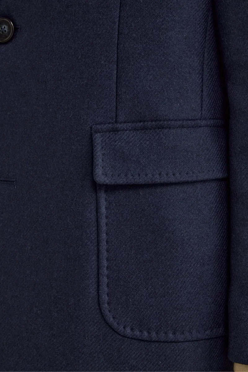 Cappotto Twill in Lana - BLU