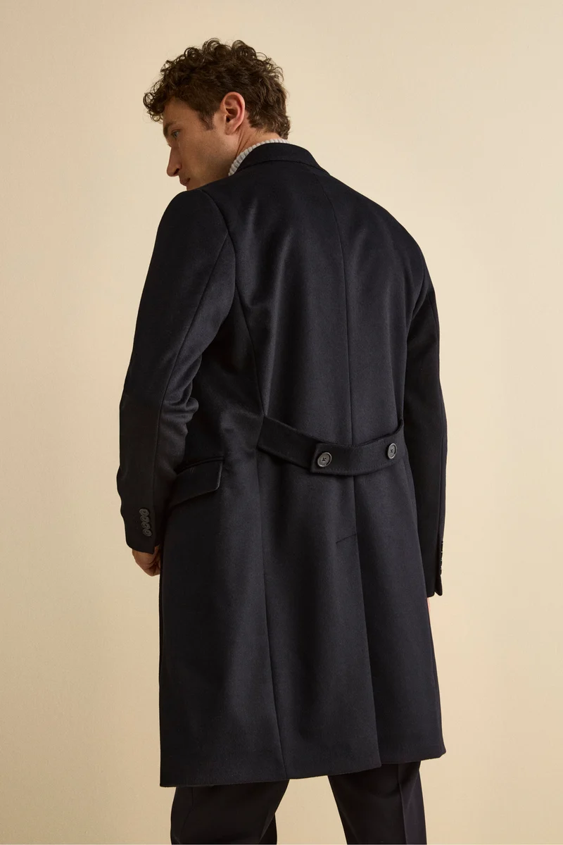 Cappotto Midi Doppiopetto in Misto Lana e Cashmere con Martingala - BLU
