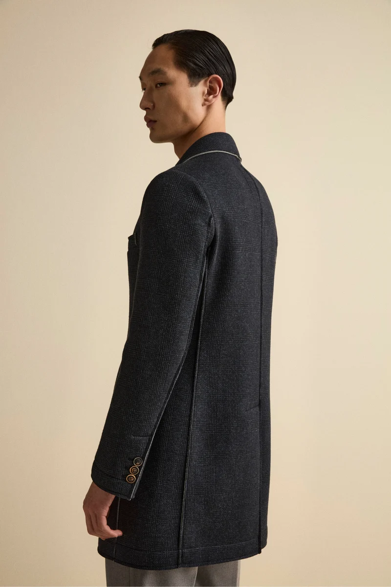 Cappotto Fantasia Midi a Taglio Vivo - P/POULE BLU