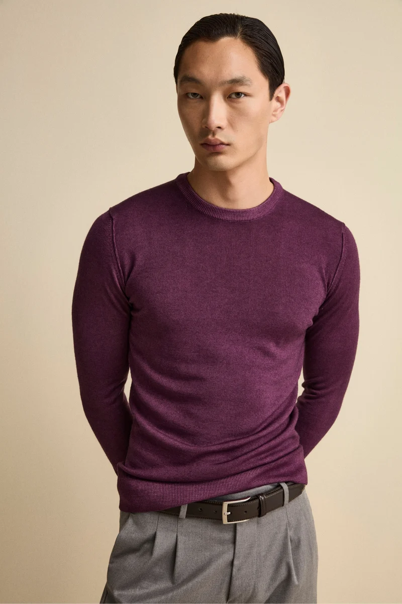 Girocollo in Lana Merino Extrafine - PRUGNA