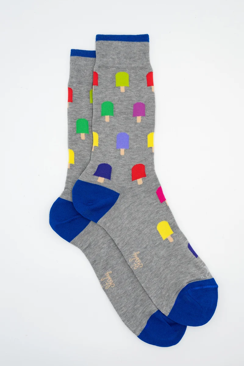 Calze Corte in Cotone Fantasia Gelati - FANT. GRIGIO