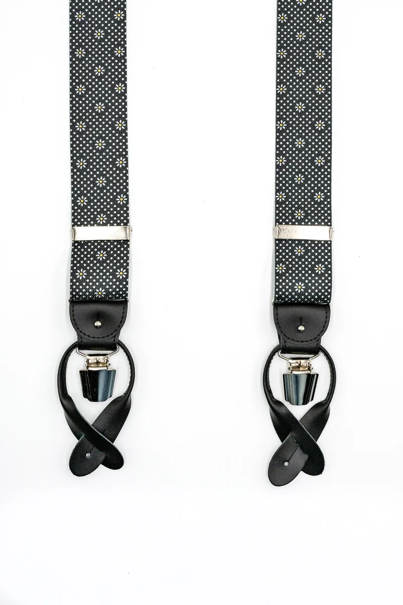 Bretelle con Clip e Asole in Pelle - FANT. BLU