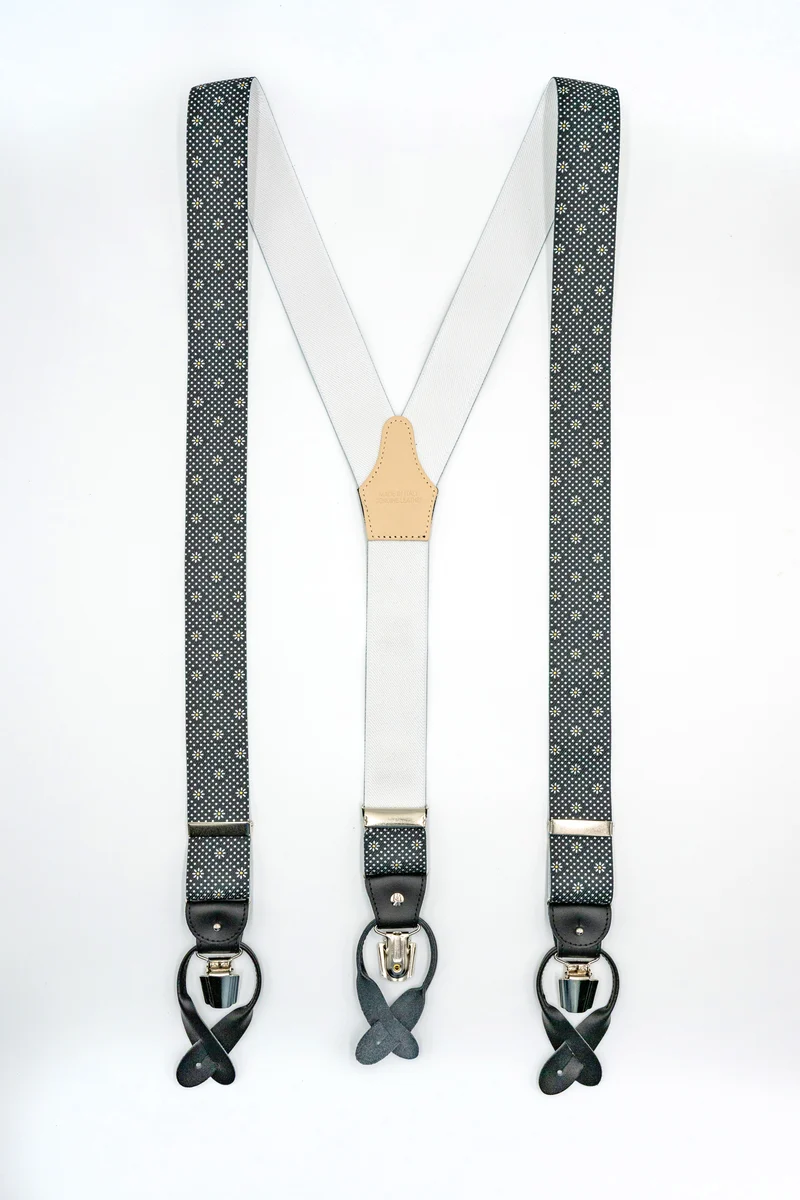 Bretelle con Clip e Asole in Pelle - FANT. BLU