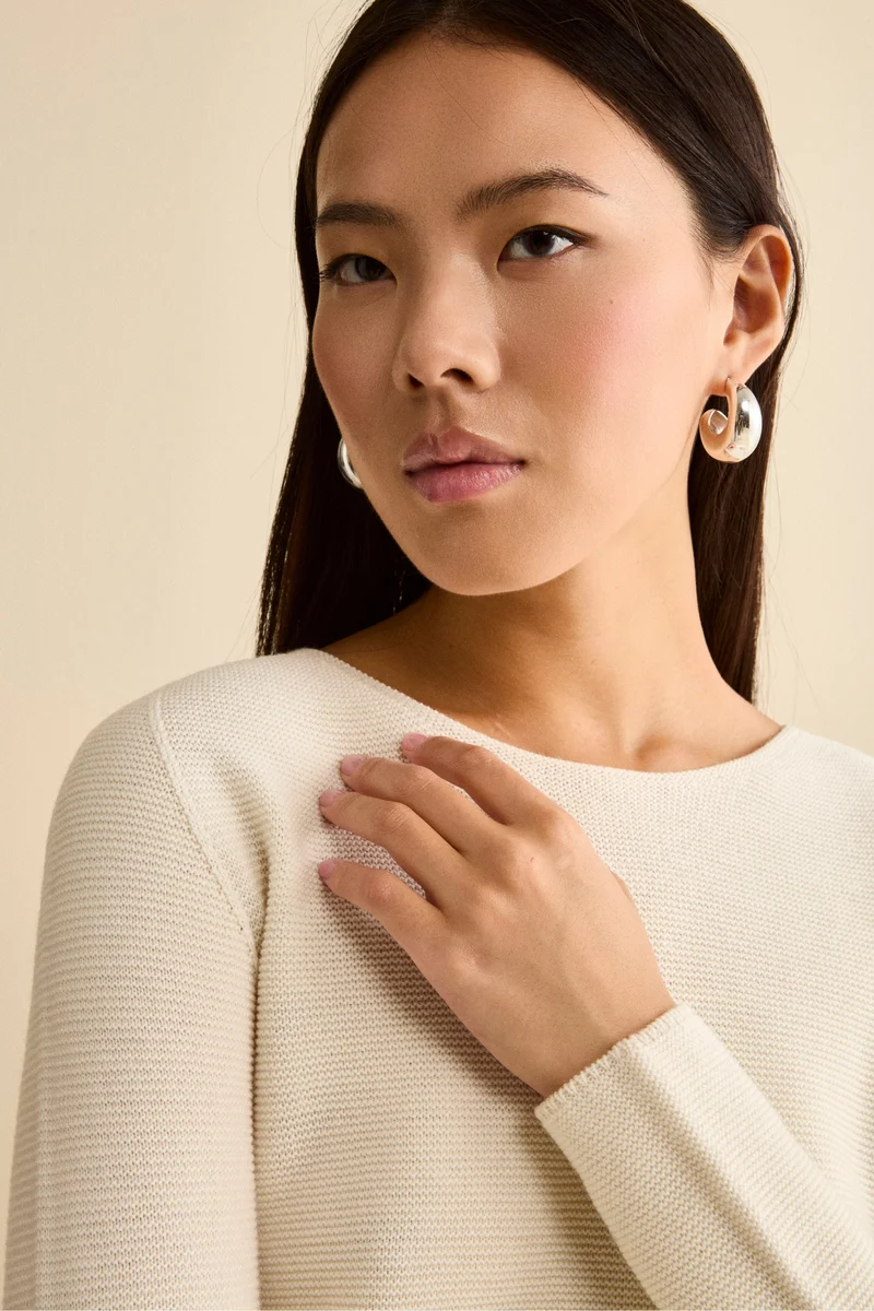 Maglia Barchetta in Lana Merino - ECRU