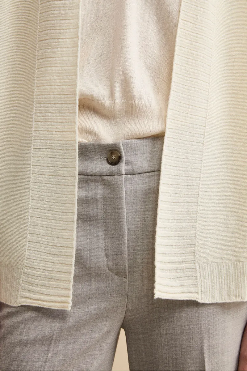 Cardigan Lungo con Collo a Scialle in Lana - PANNA