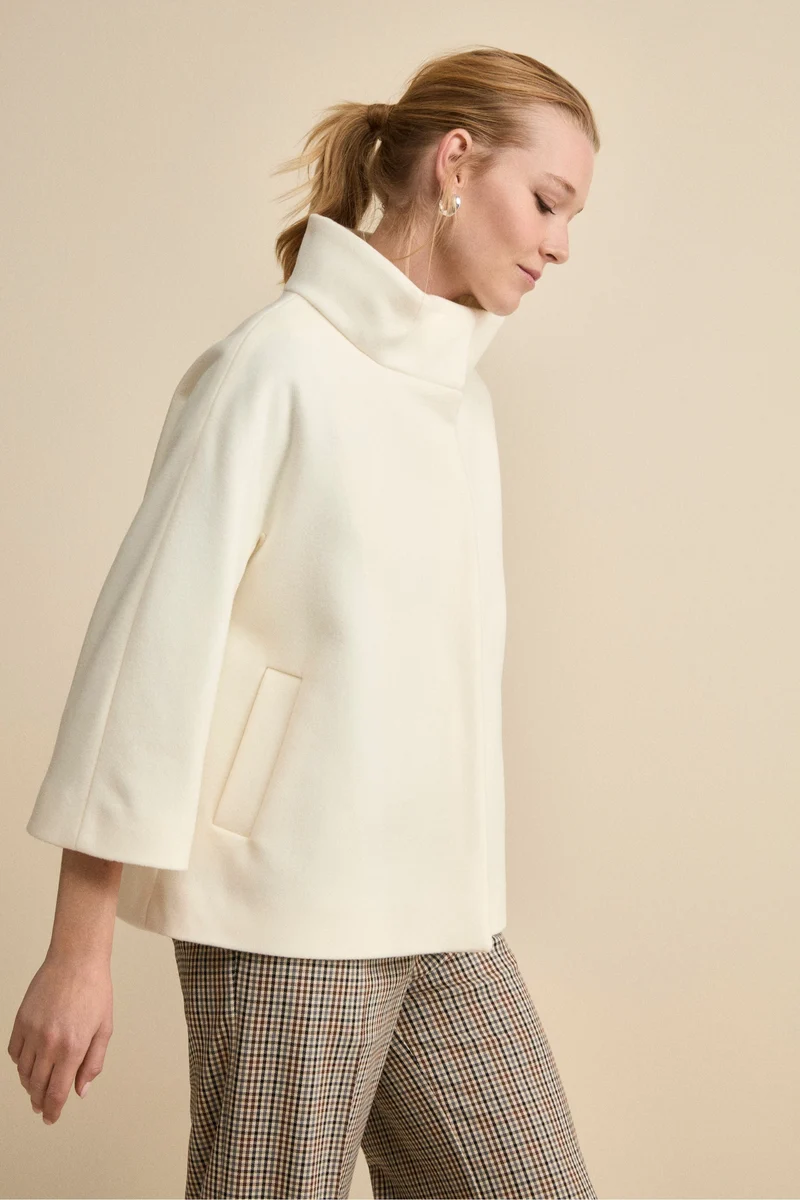 Cappotto Over Corto in Misto Lana e Cashmere - BIANCO