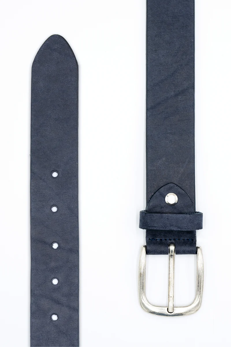 Cintura Basic in Pelle - BLU
