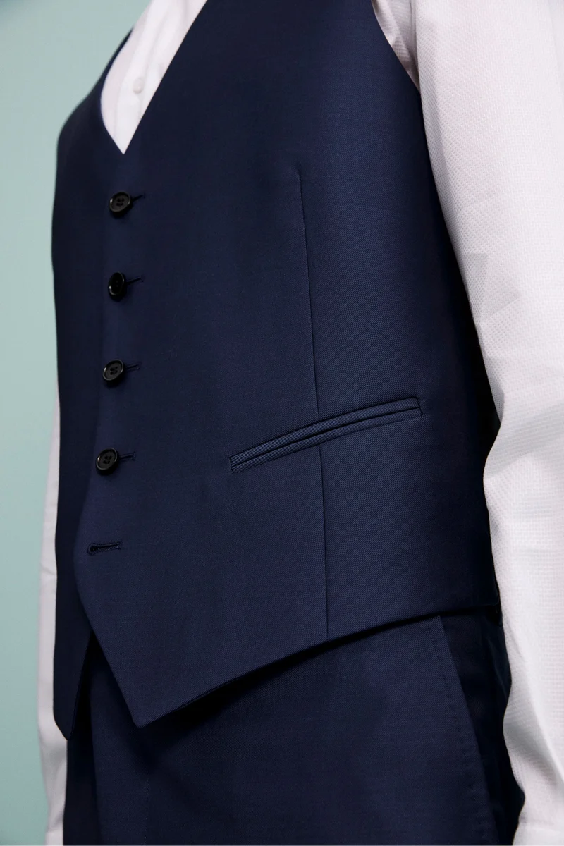 Gilet Elegante in Lana Vergine - BLU
