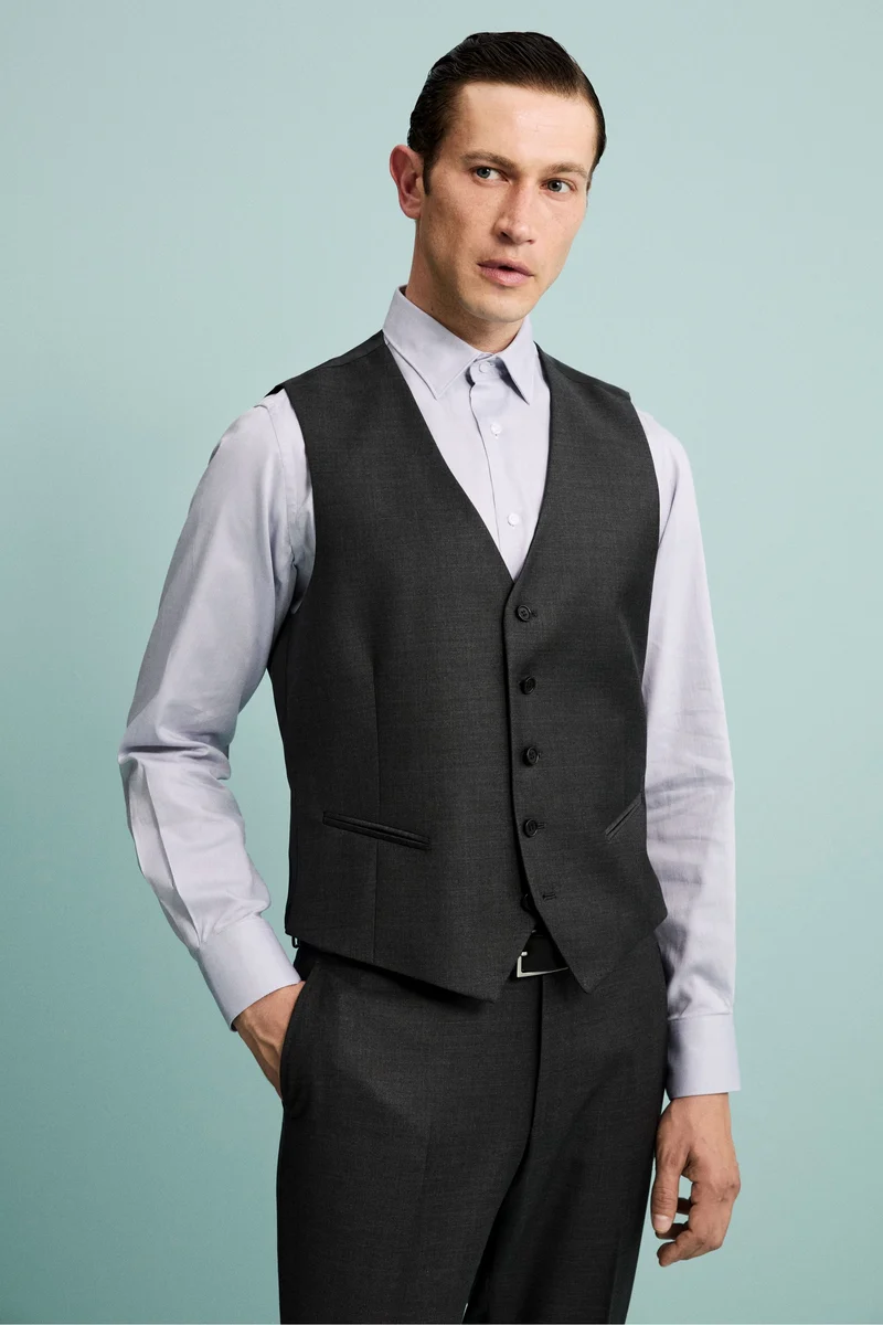 Gilet Elegante in Lana Vergine - ANTRACITE
