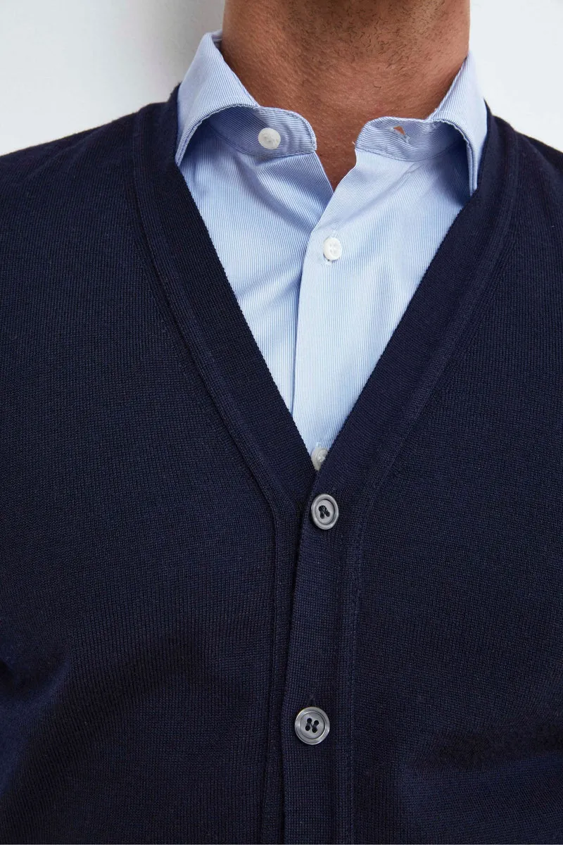 Gilet con Bottoni in Lana merino - BLU