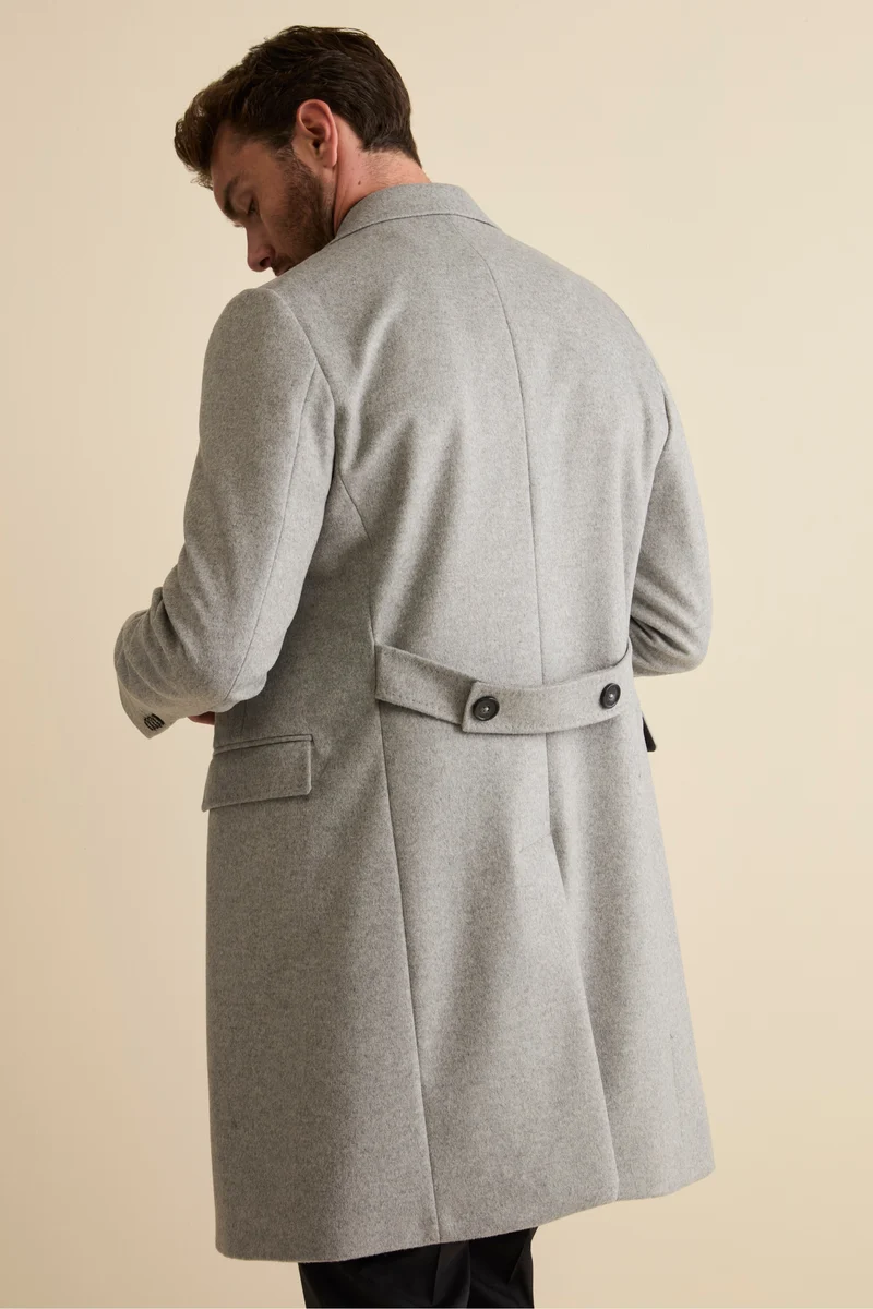 Cappotto Midi Doppiopetto in Misto Lana e Cashmere con Martingala - GRIGIO CHIARO