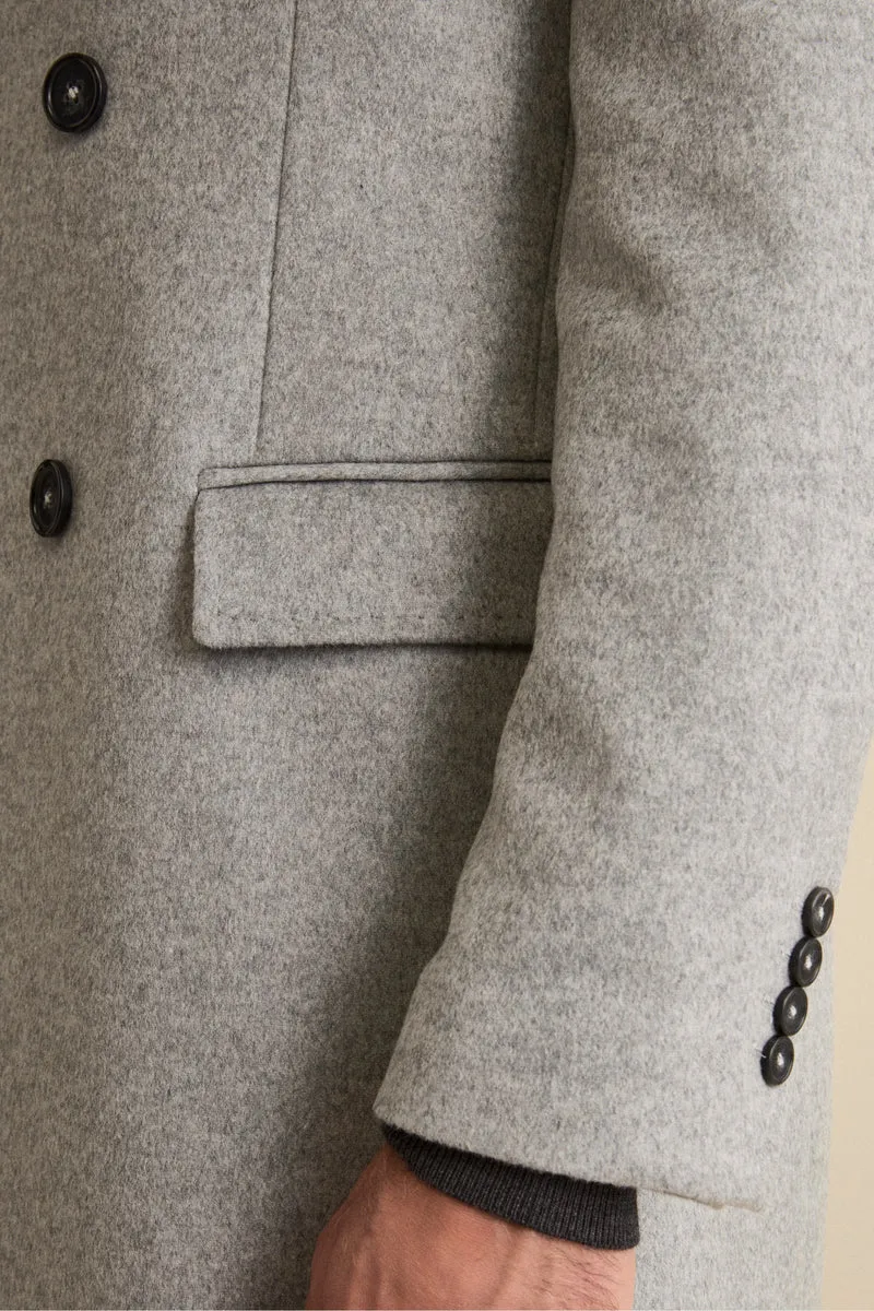 Cappotto Midi Doppiopetto in Misto Lana e Cashmere con Martingala - GRIGIO CHIARO