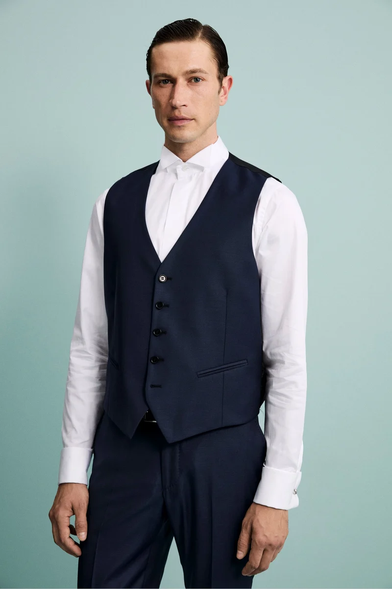 Gilet Sartoriale in Lana Vergine - BLU