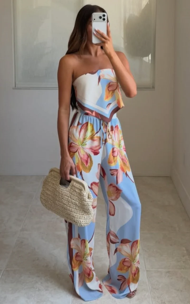 Robyn Top - Bandana Tie Back Top in Cornflower Blue