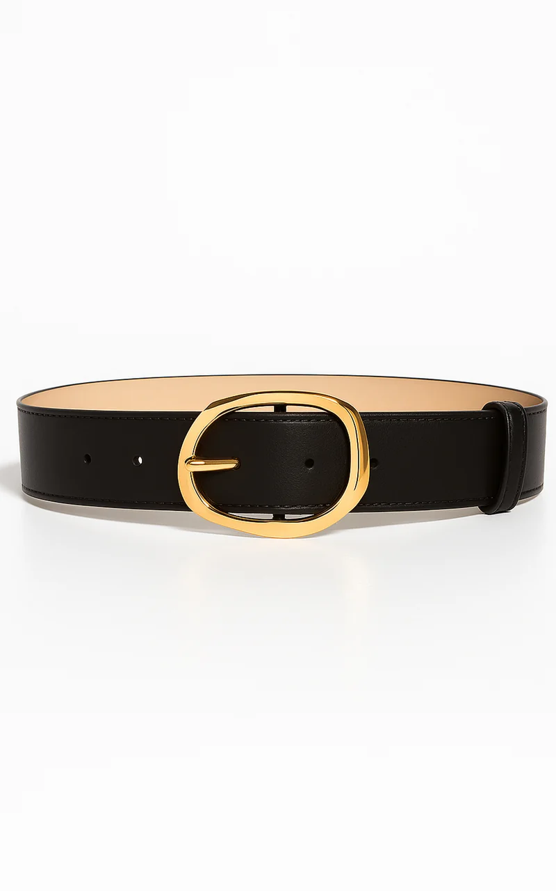 Shelley Belt - Oval Buckle Belt in Black