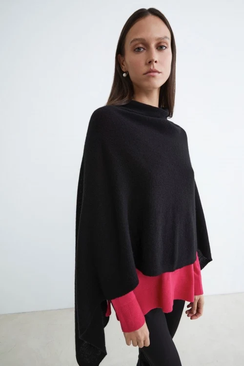 Mantella in cashmere da donna - NERO