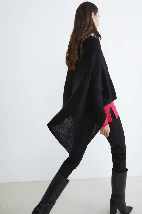 Mantella in cashmere da donna - NERO