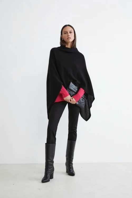 Mantella in cashmere da donna - NERO