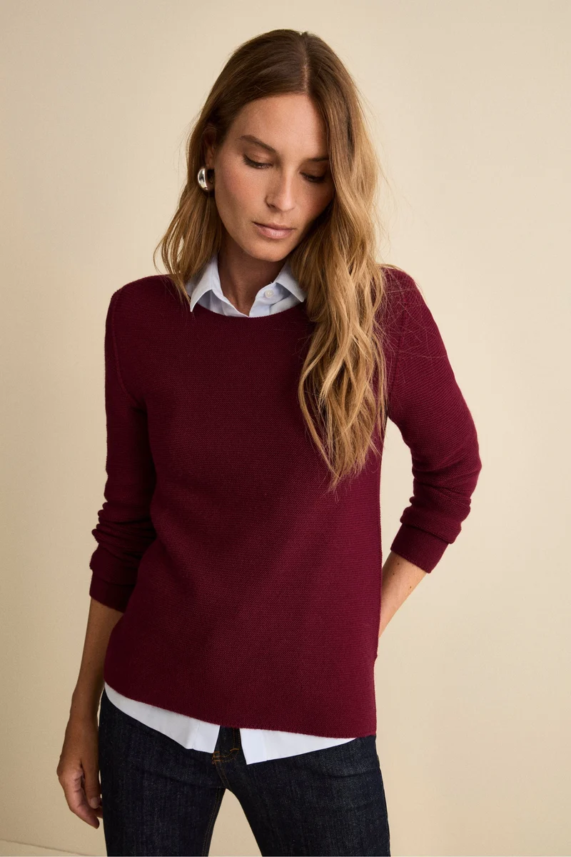 Maglia Barchetta in Lana Merino - BORDEAUX