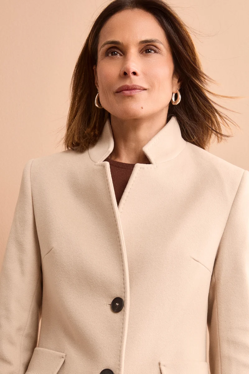 Cappotto Midi Sancrato in Misto Lana e Cashmere - GESSO