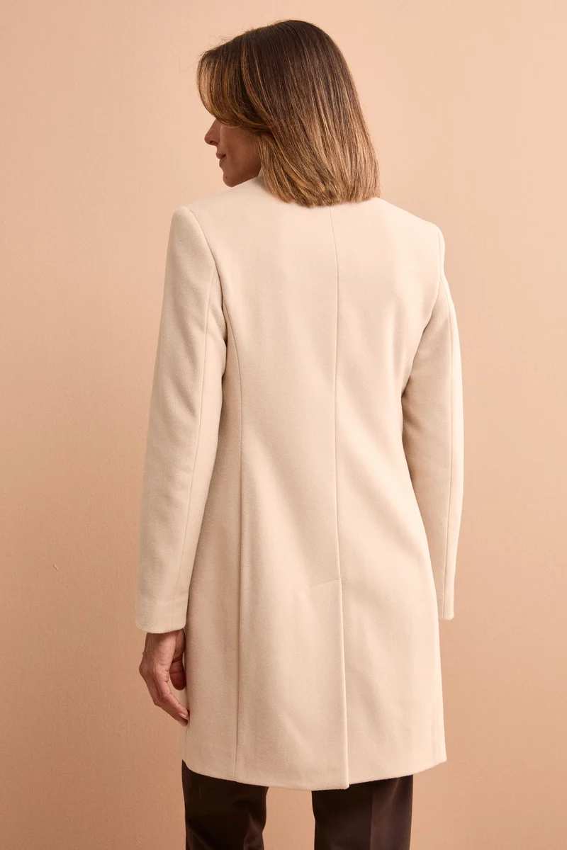 Cappotto Midi Sancrato in Misto Lana e Cashmere - GESSO