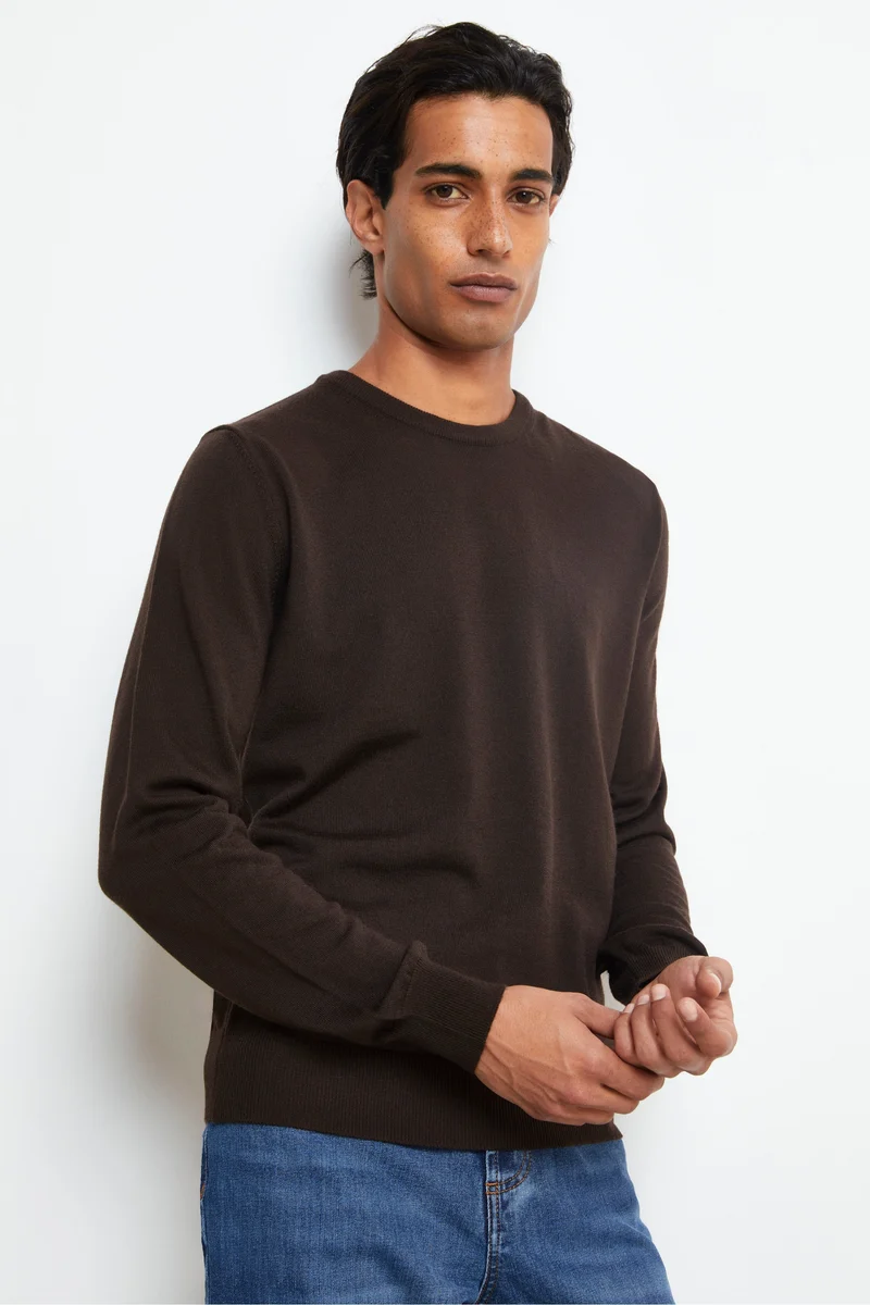 Pullover Girocollo in Lana Merino - CUOIO