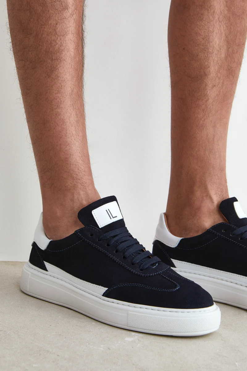 Sneakers Camoscio Blu in Pelle - BLU